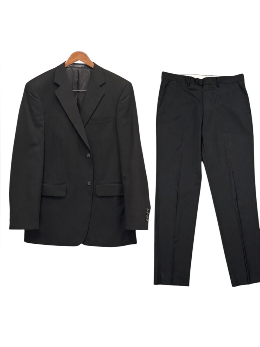 Ted Lapidus Paris Black Wool Suit US 42–44R Long Inseam 33” - Picture 3 of 15